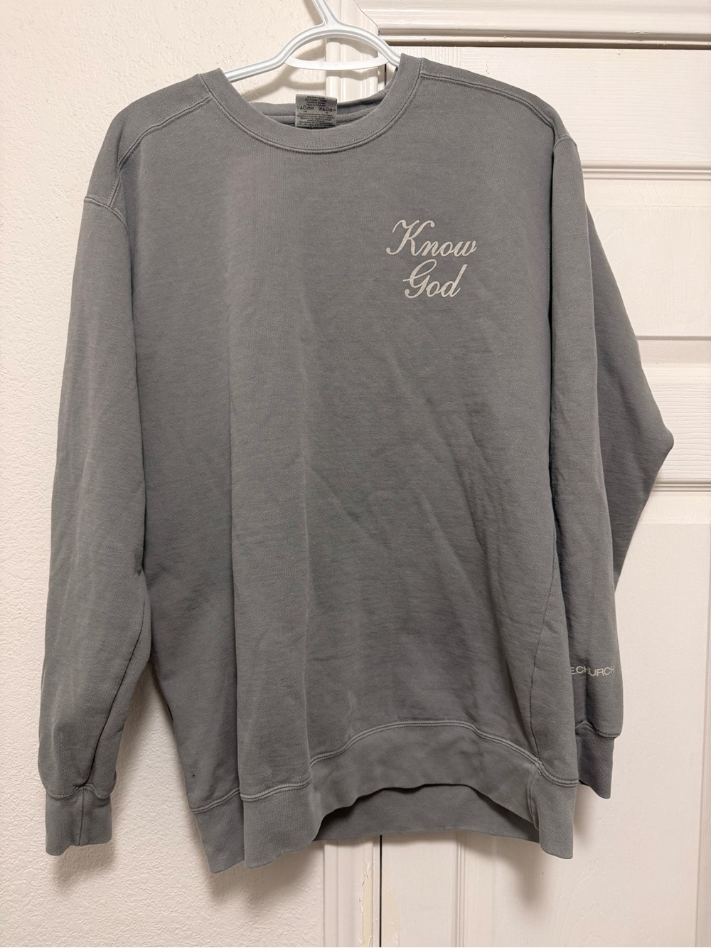 Comfort Colors "Know God" Crewneck Sweater - Gray